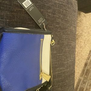 Olivia + joy brand new black and blue purse with a gold chain strap